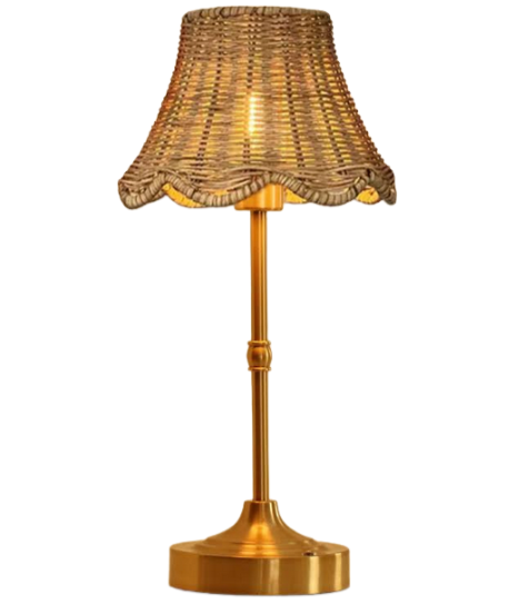 Wicker Table Lamp – Antique Gold Base