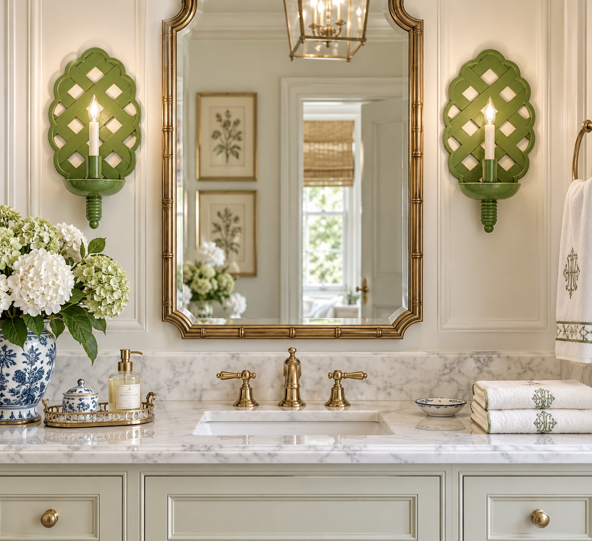 Green Lattice Sconce