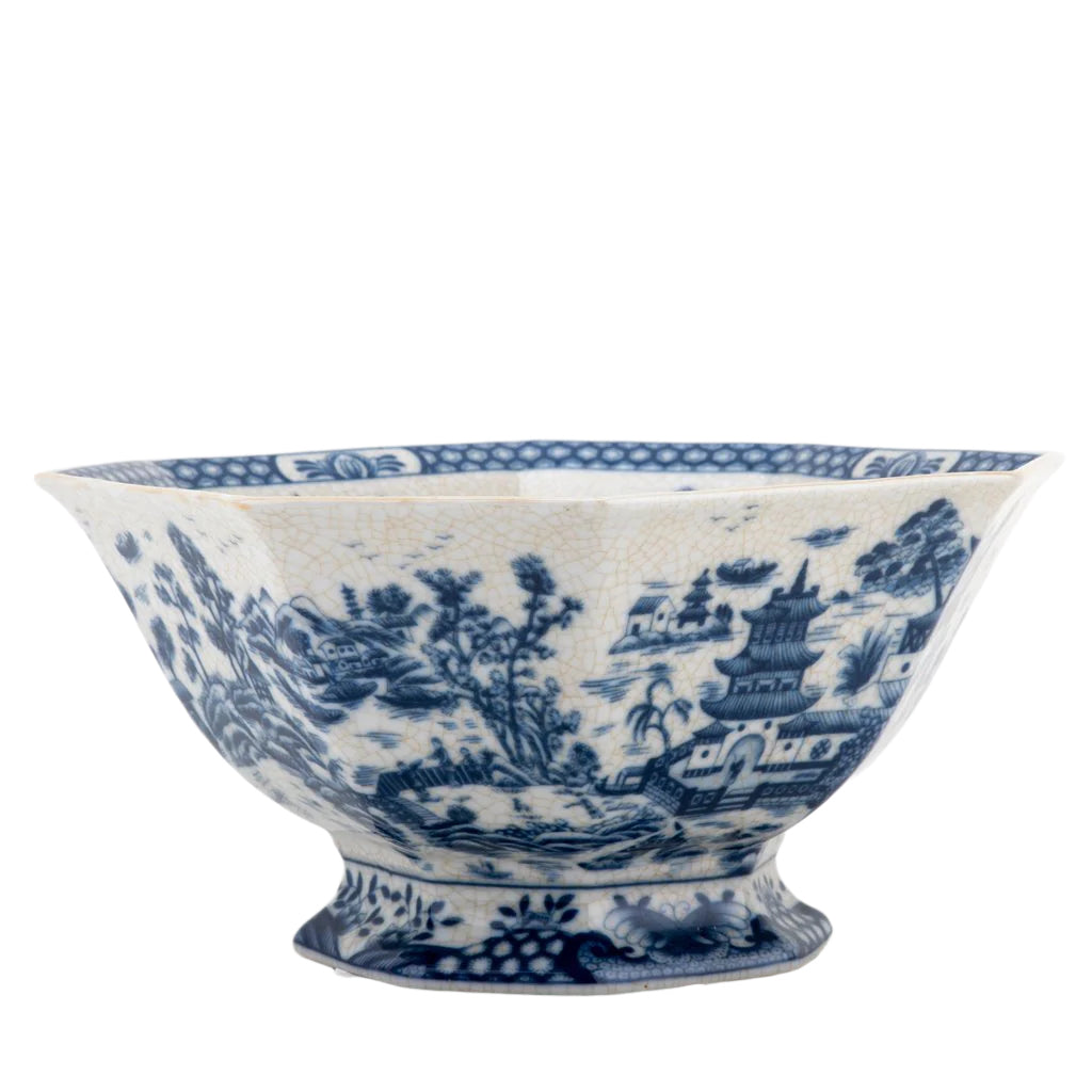 Village Scene Octagon Willow Bowl