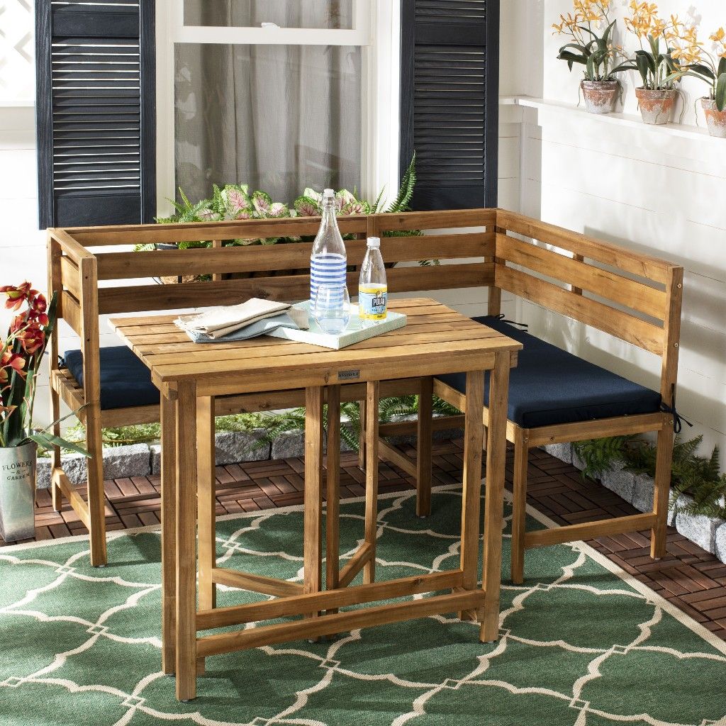 Safavieh Wilton Balcony Corner Lounge Set , PAT6754 - Natural/Navy
