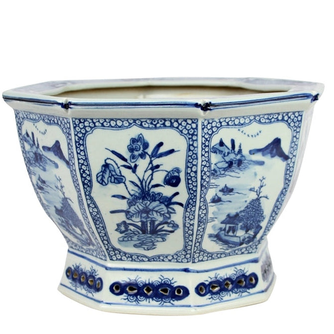 Pomegranate & Magnolia in Porcelain Planter