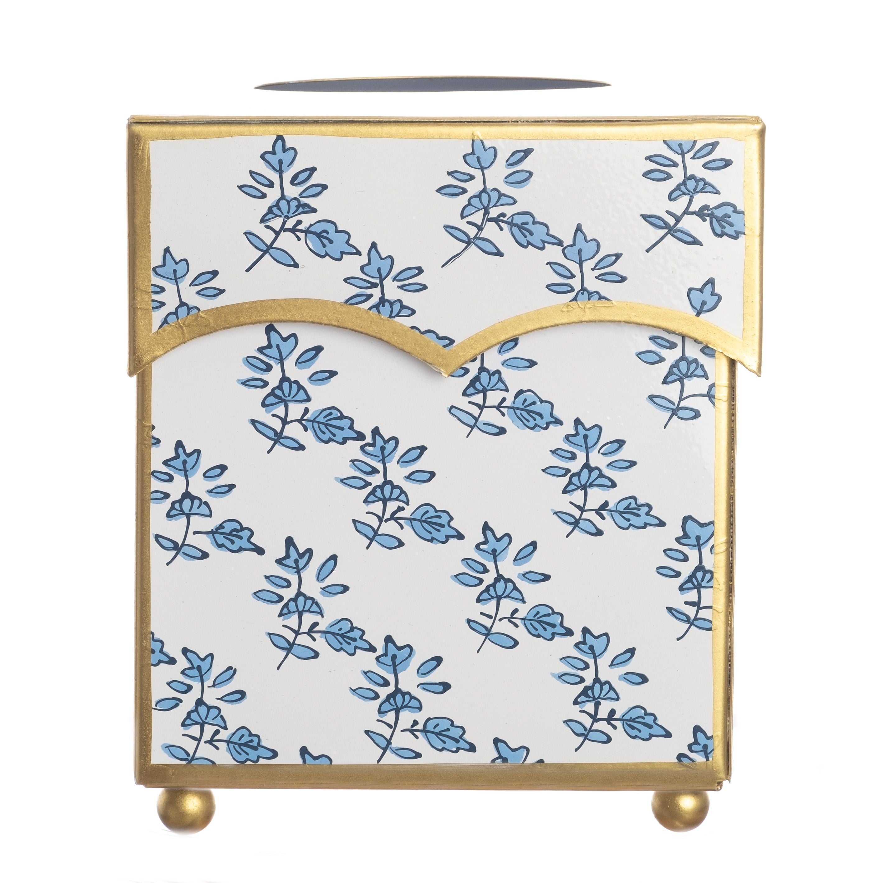 Blue Blossom Wastepaper Basket & Tissue (3 Options)