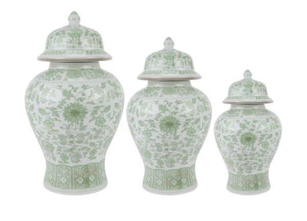 Soft Green Floral Jar (3 Sizes)