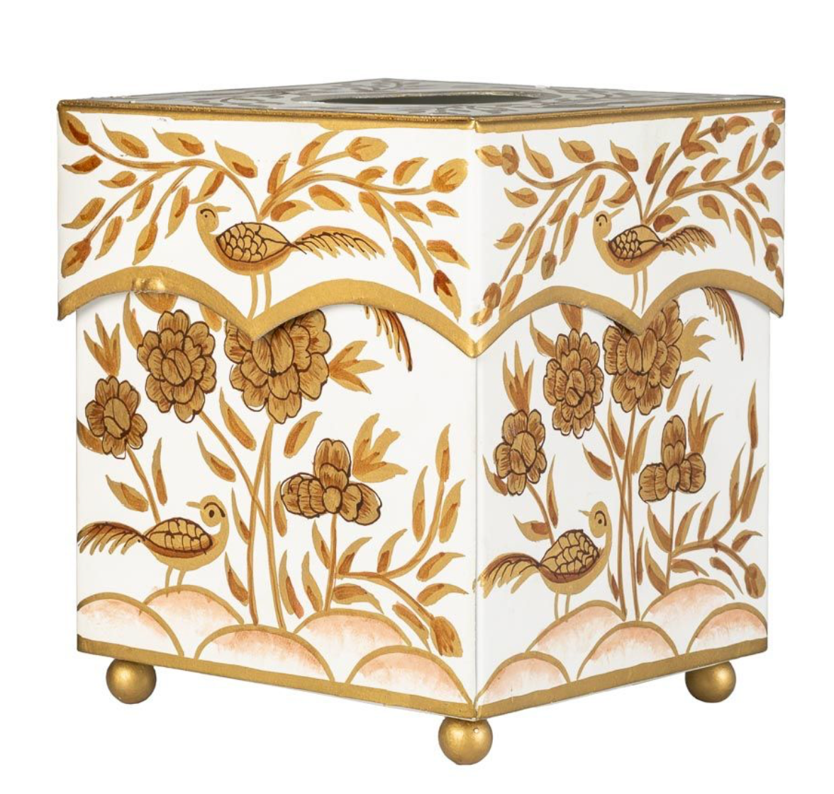 Ivory & Gold Pheasant Wastepaper Basket & Tissue (3 Options)