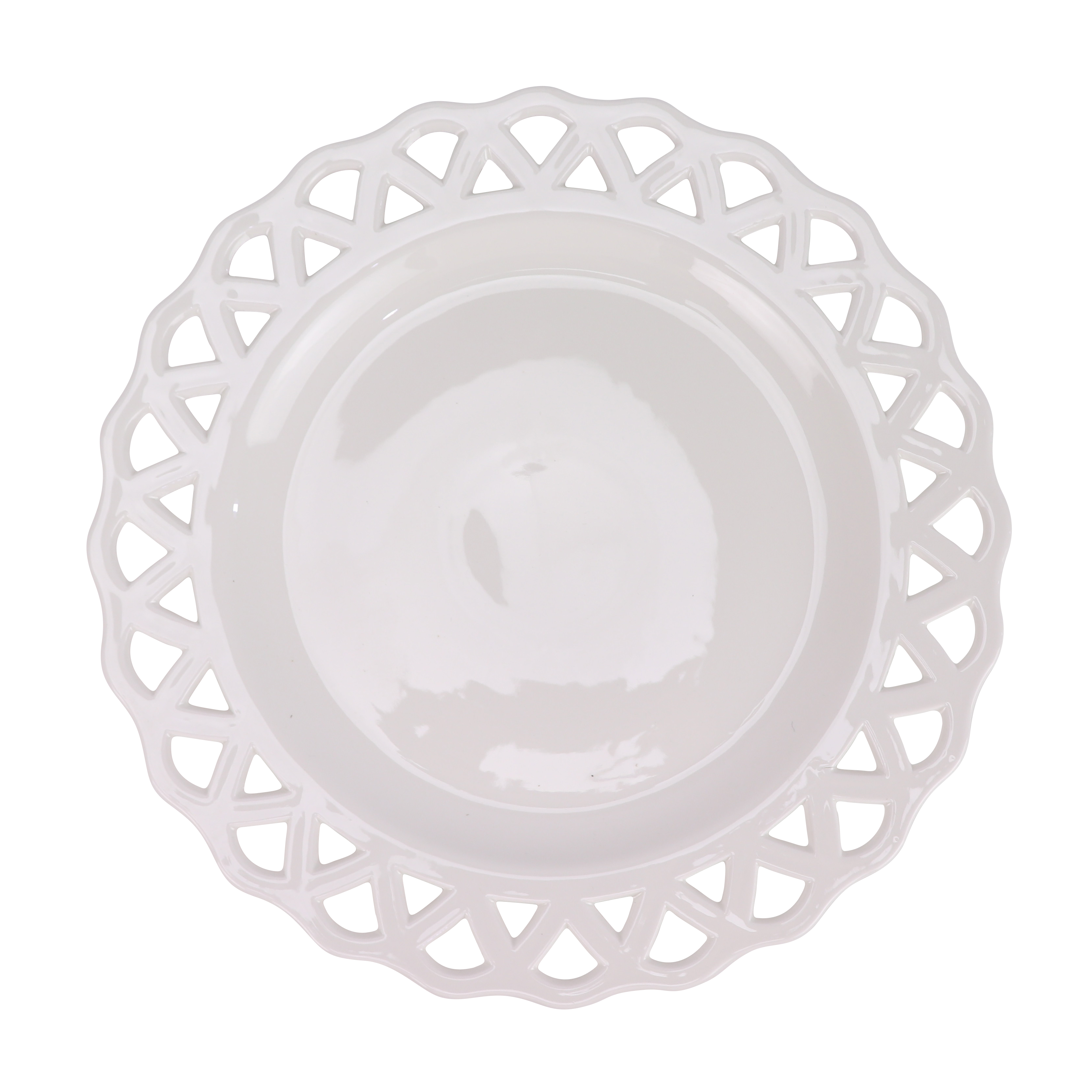White Pierced Scalloped Charger