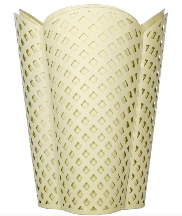 Butter Yellow Lattice Wastepaper Basket: Final Sale
