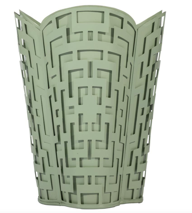 Dark Celadon Fretwork Wastepaper Basket: Final Sale