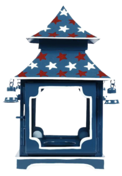 Navy with Red & White Star Pagoda Lantern (4 Sizes)