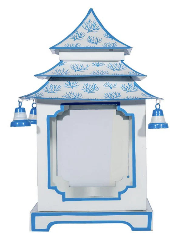 Coral aqua & White Pagoda Lantern