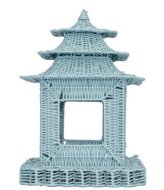 Pale Blue Scalloped Wicker Pagoda (3 Sizes)
