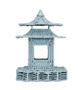 Pale Blue Scalloped Wicker Pagoda (3 Sizes)