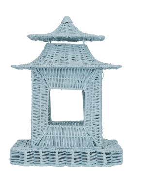 Pale Blue Scalloped Wicker Pagoda (3 Sizes)