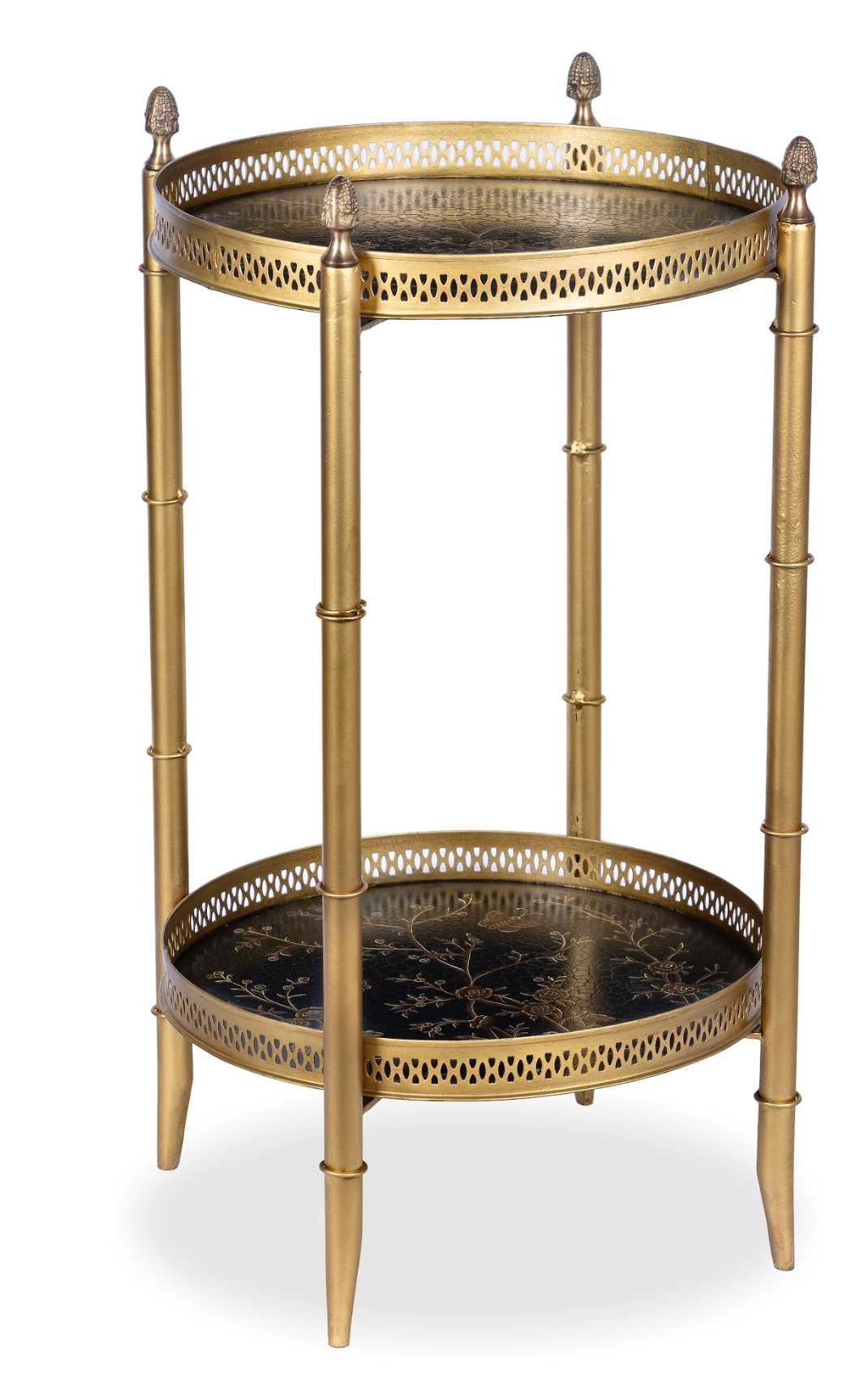 Gold Round Two Tier Shelf Table