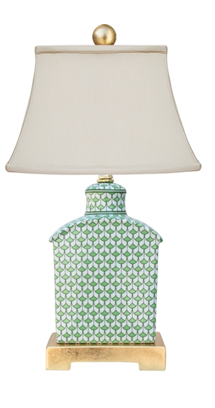 Green & White Fish Scale Lamp