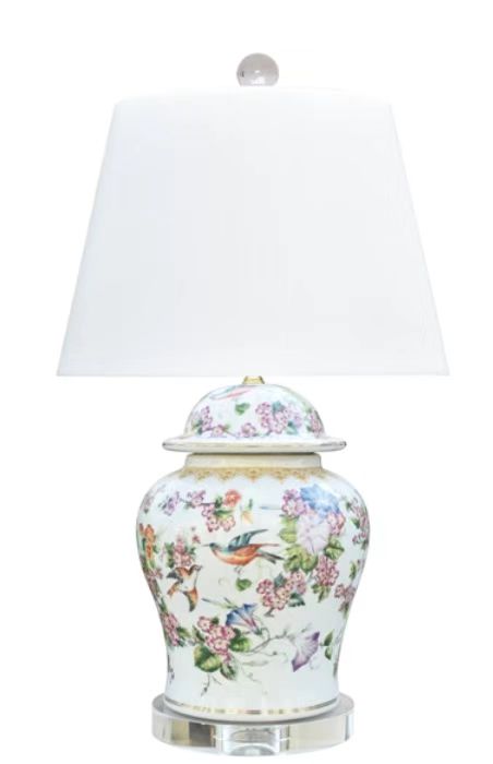 Floral Rose Temple Jar Lamp
