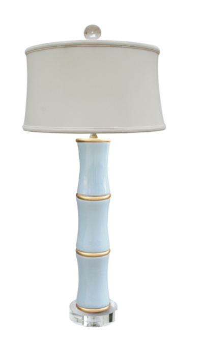 Palladian blue bamboo porcelain tabletop lamp