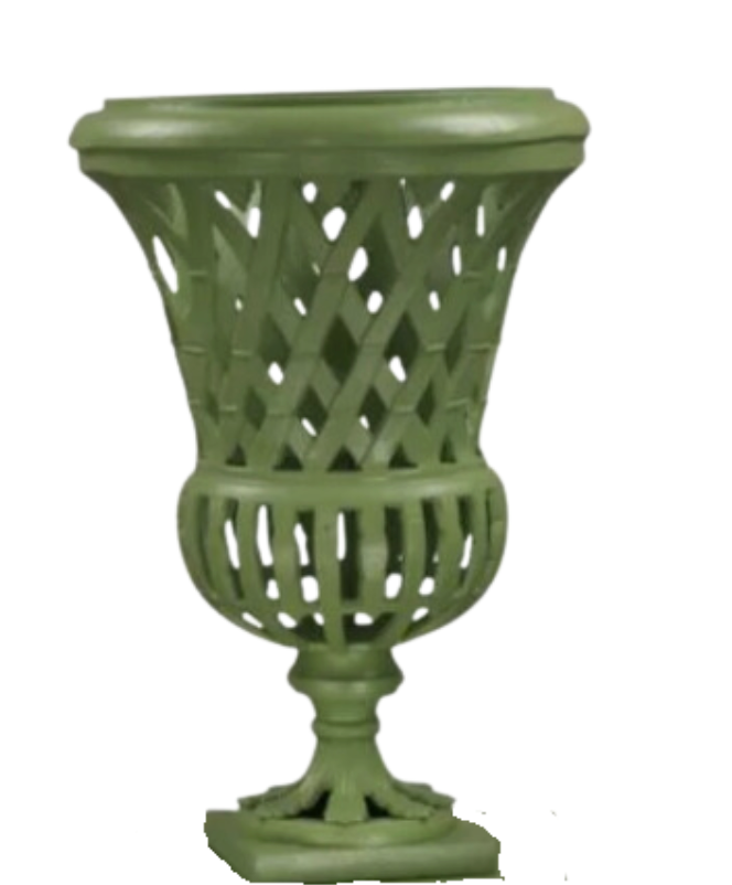 Lawn Green Lattice 16" URN IN CAST ALUMINUM