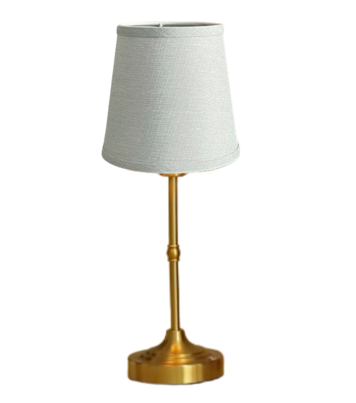 Antique Gold Metal Mini Rechargeable Lamp with Soft Blue Shade