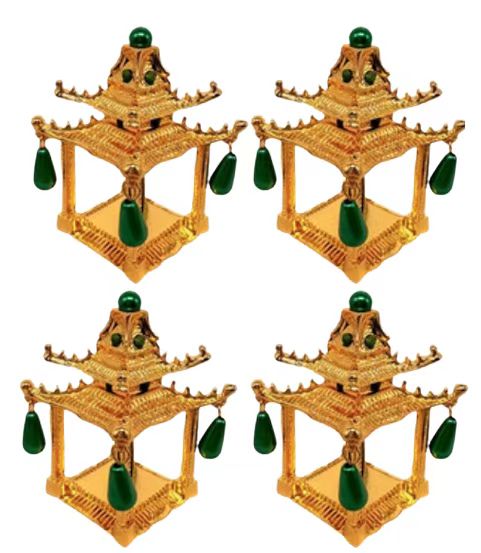 Gold & Green Pagoda Set of 4 Napkin Rings