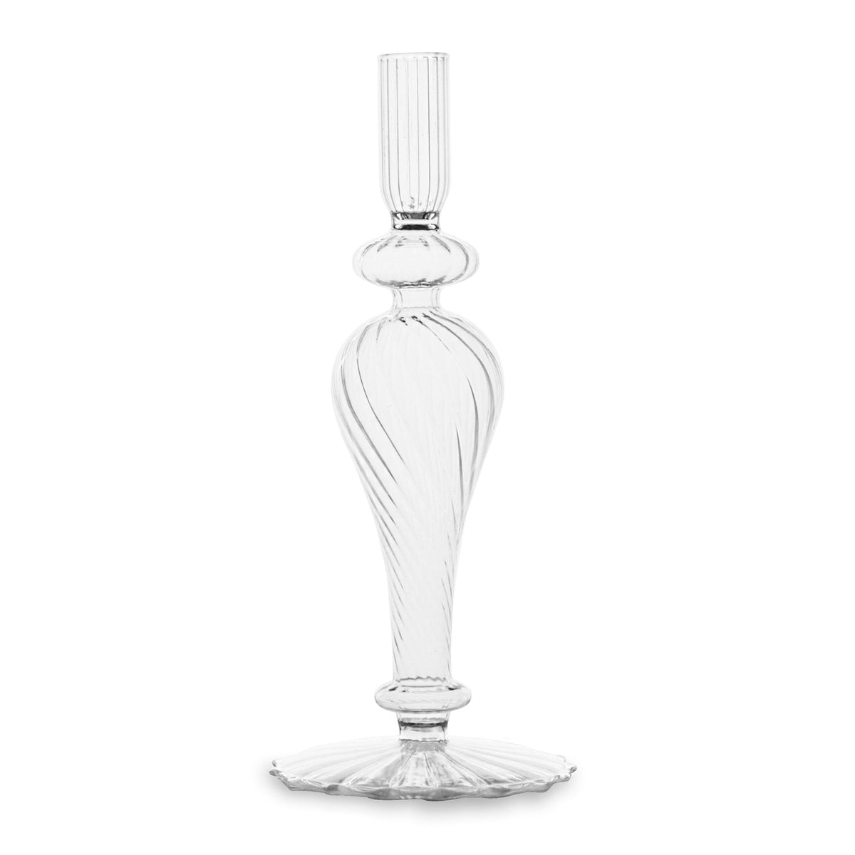 GLASS Cambridge Daphne 8.5" Candlestick Holder Set of 2 (Clear)