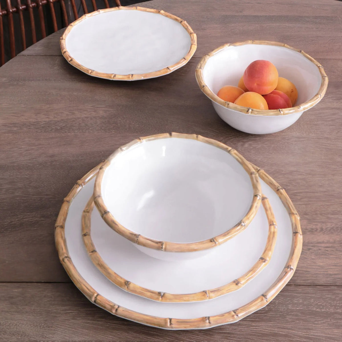 VIDA Bamboo Salad Plate Set of 4 (White and Natural)