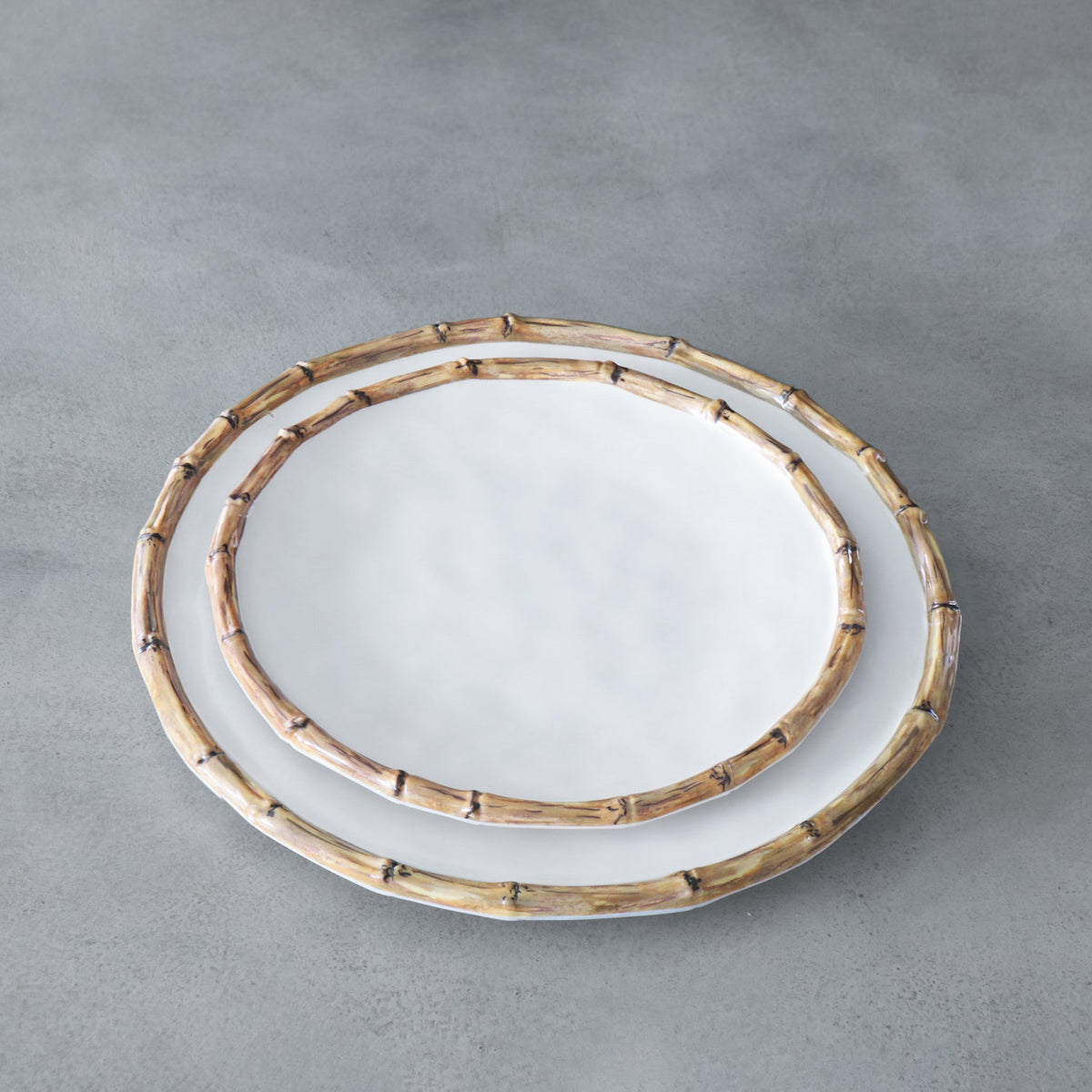 VIDA Bamboo Dinner Plate Set of 4 (White and Natural)