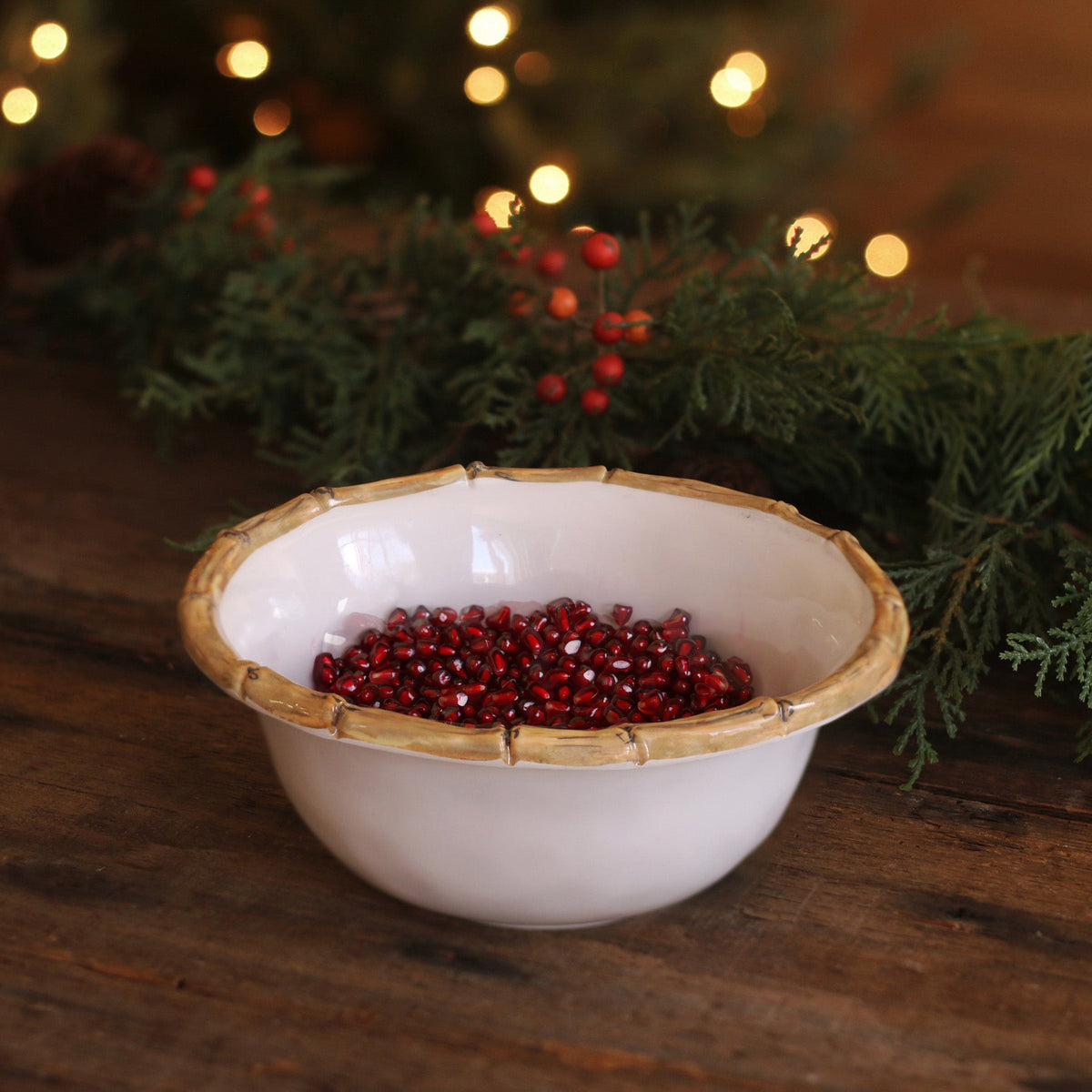VIDA Bamboo Cereal Bowl Set of 4 (White and Natural)