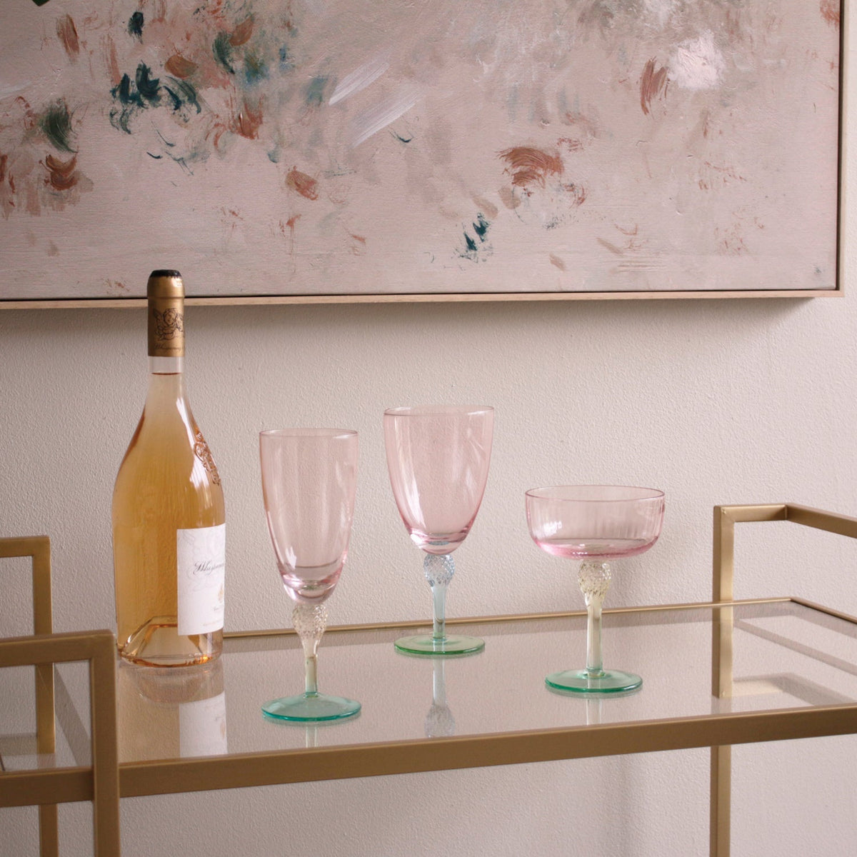 GLASS Aquarelle Wine (or All Purpose) Glass Set of 4 (Multi) 12 fl oz