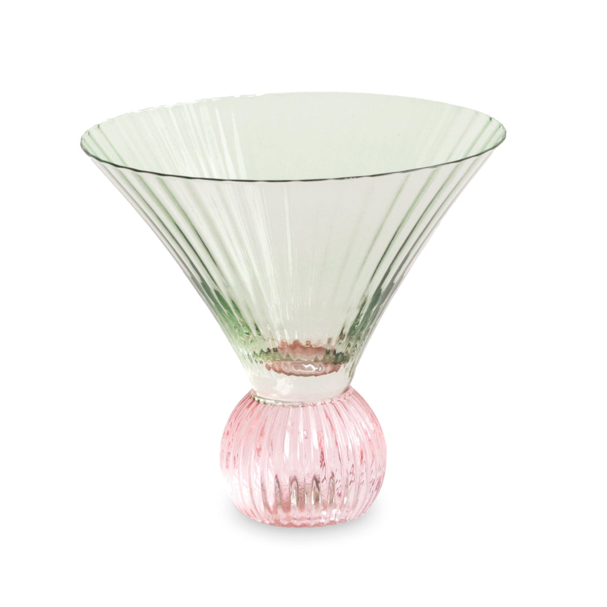 GLASS Venice Martini Set of 4 (Green and Pink) 8 fl oz
