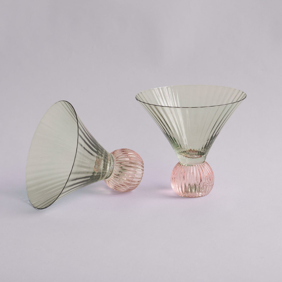 GLASS Venice Martini Set of 4 (Green and Pink) 8 fl oz