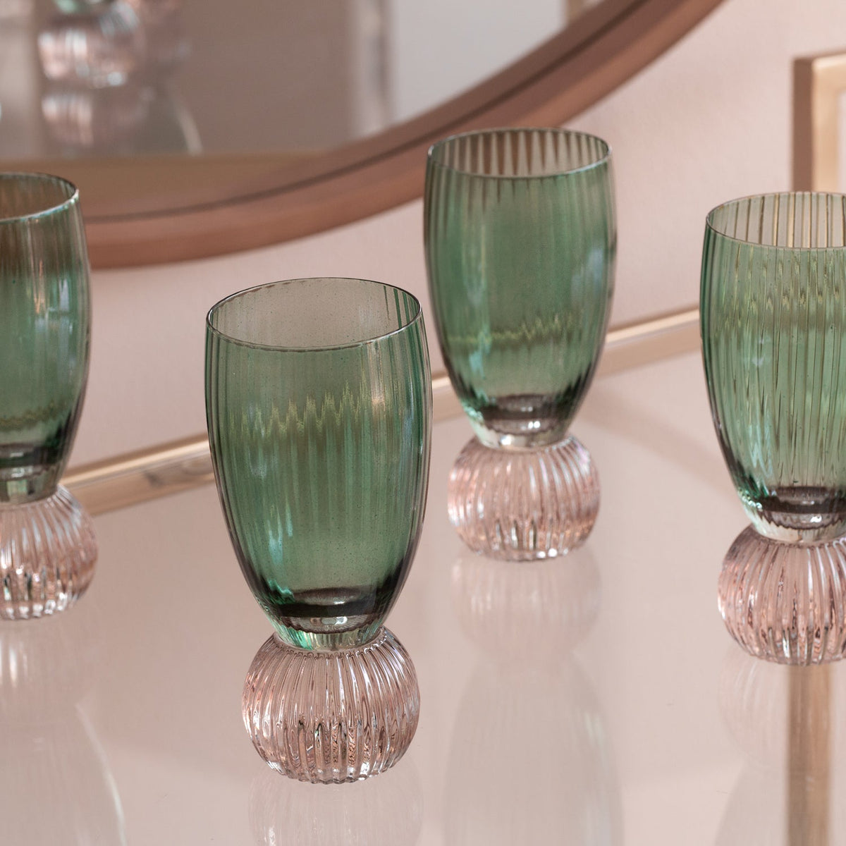GLASS Venice Shot Glass Set of 4 (Green and Lavender) 6 fl oz