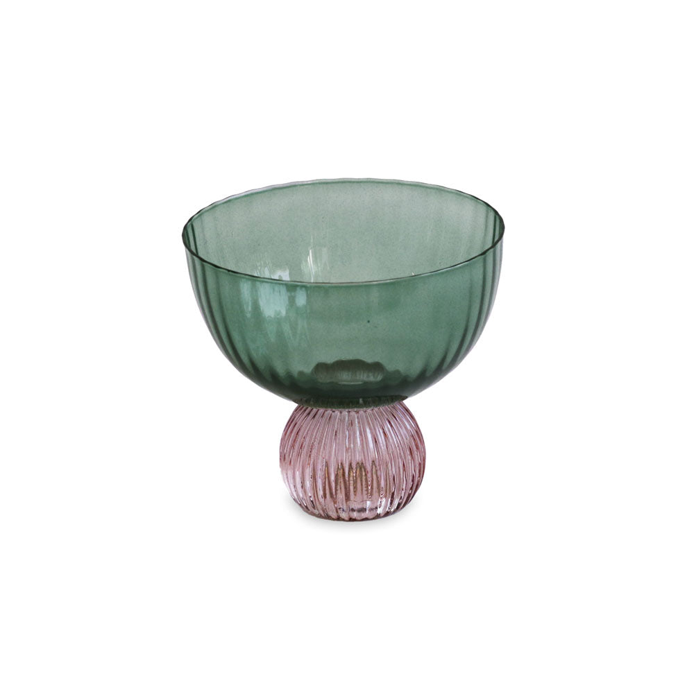 GLASS Venice Coupe Set of 4 (Green and Lavender) 8 fl oz