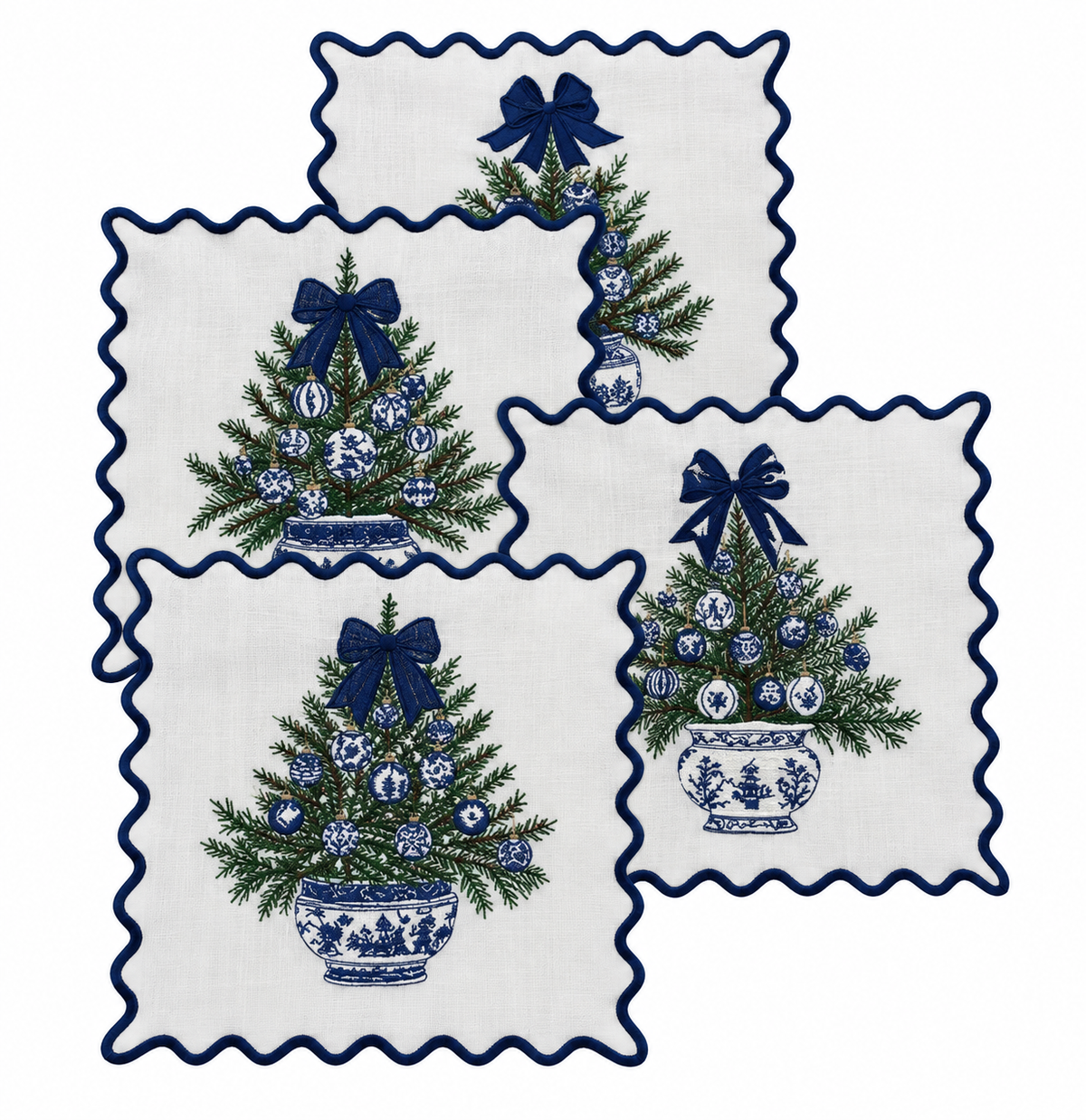 4 Style Blue & White Chinoiserie Cocktail Napkin