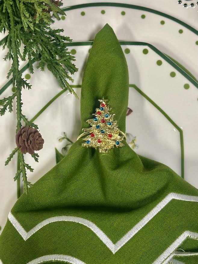 Red & Blue Light Christmas Tree Napkin Ring