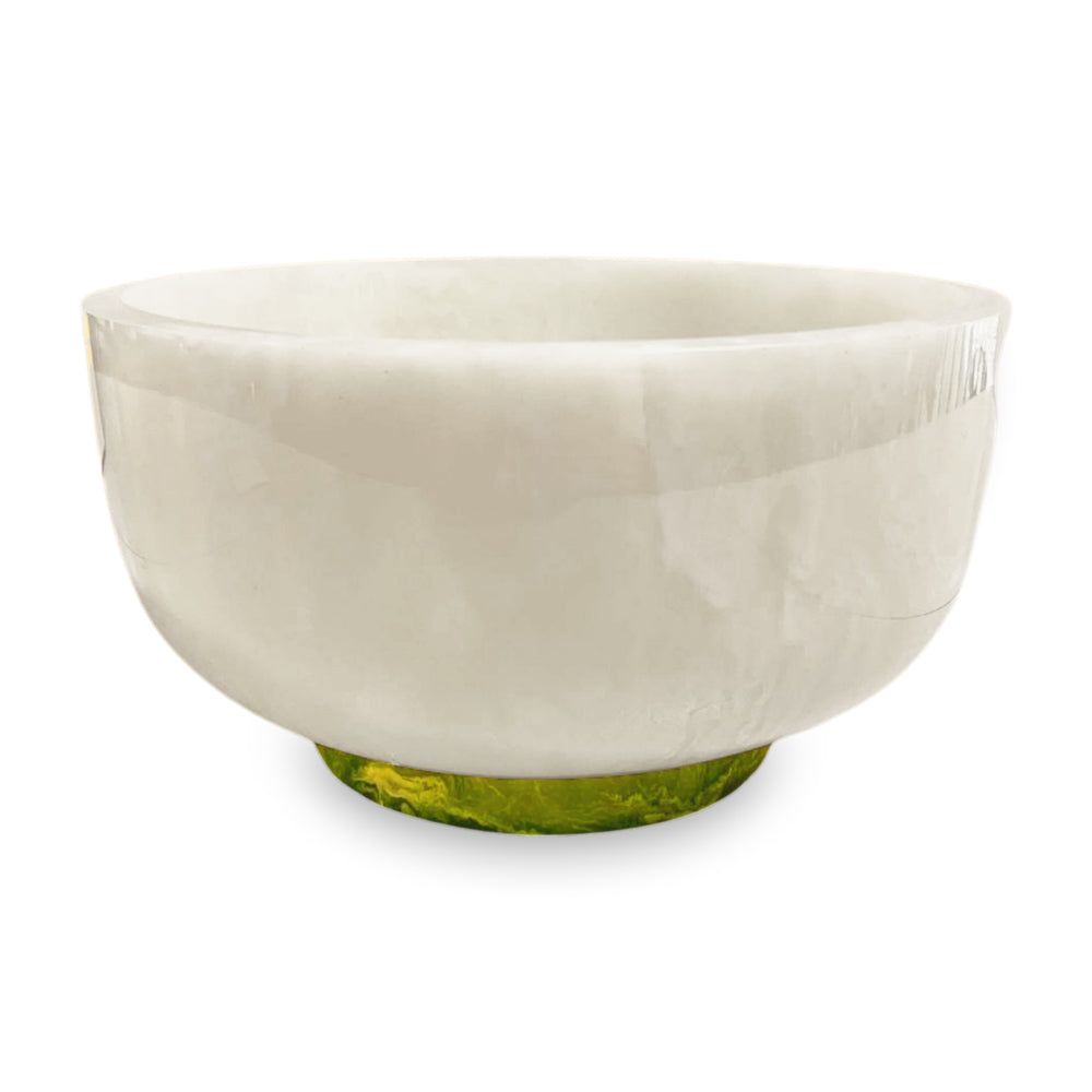 RESIN Rio Large Bowl with Base (White and Green)