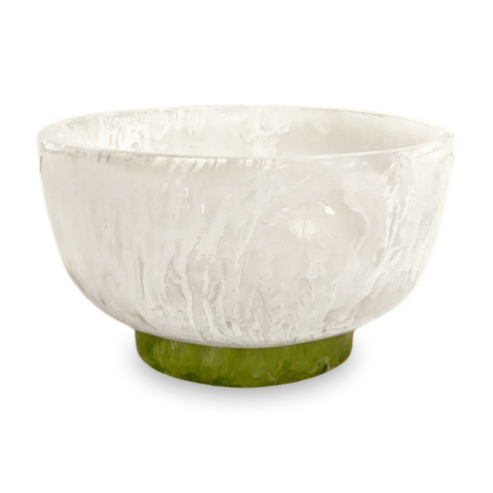 RESIN Rio Small Bowl with Base (White and Green)