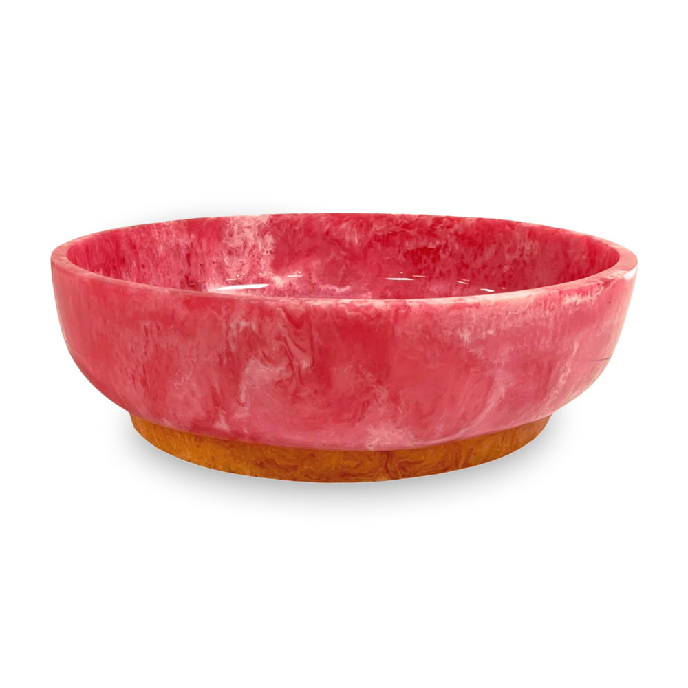 RESIN Rio Large Oval Bowl with Base (Pink and Orange)