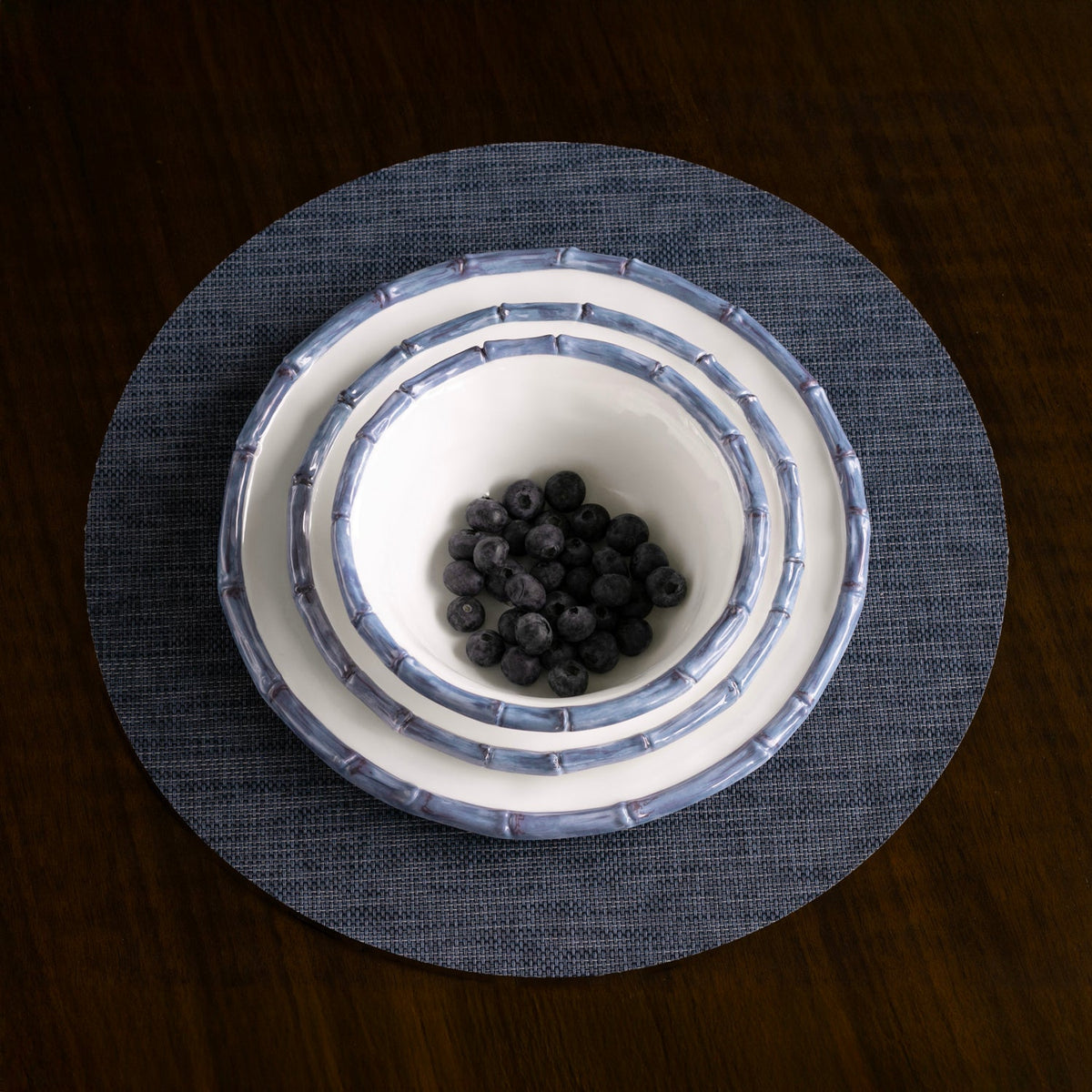 VIDA Bamboo Dinner Plate Set of 4 (White and Blue)