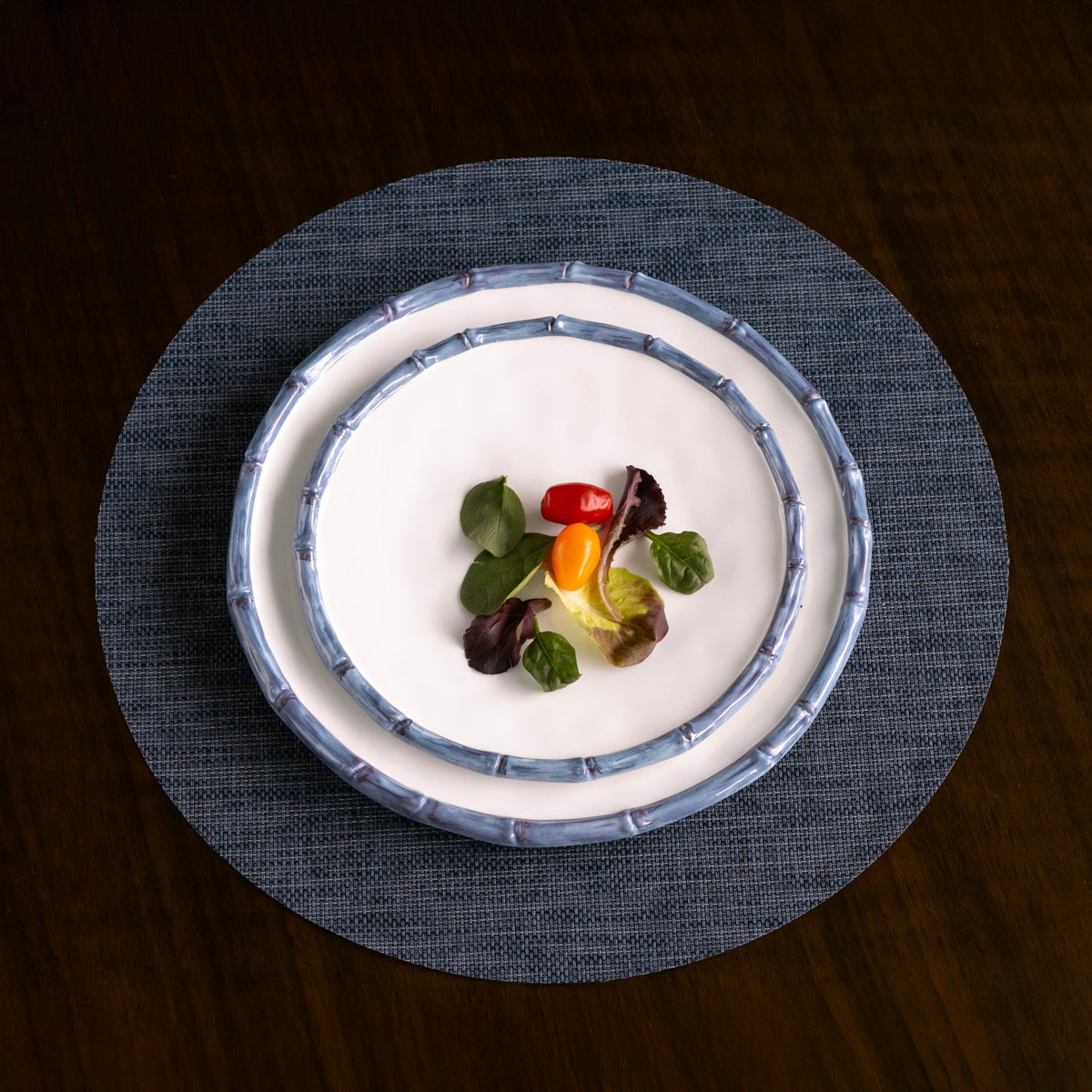 VIDA Bamboo Salad Plate Set of 4 (White and Blue)
