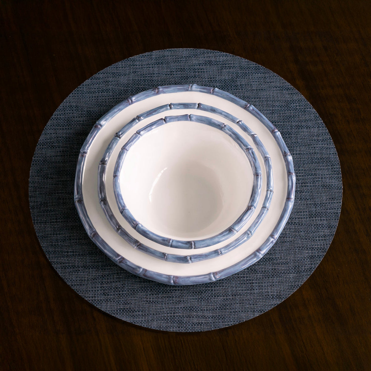 VIDA Bamboo Cereal Bowl Set of 4 (White and Blue)