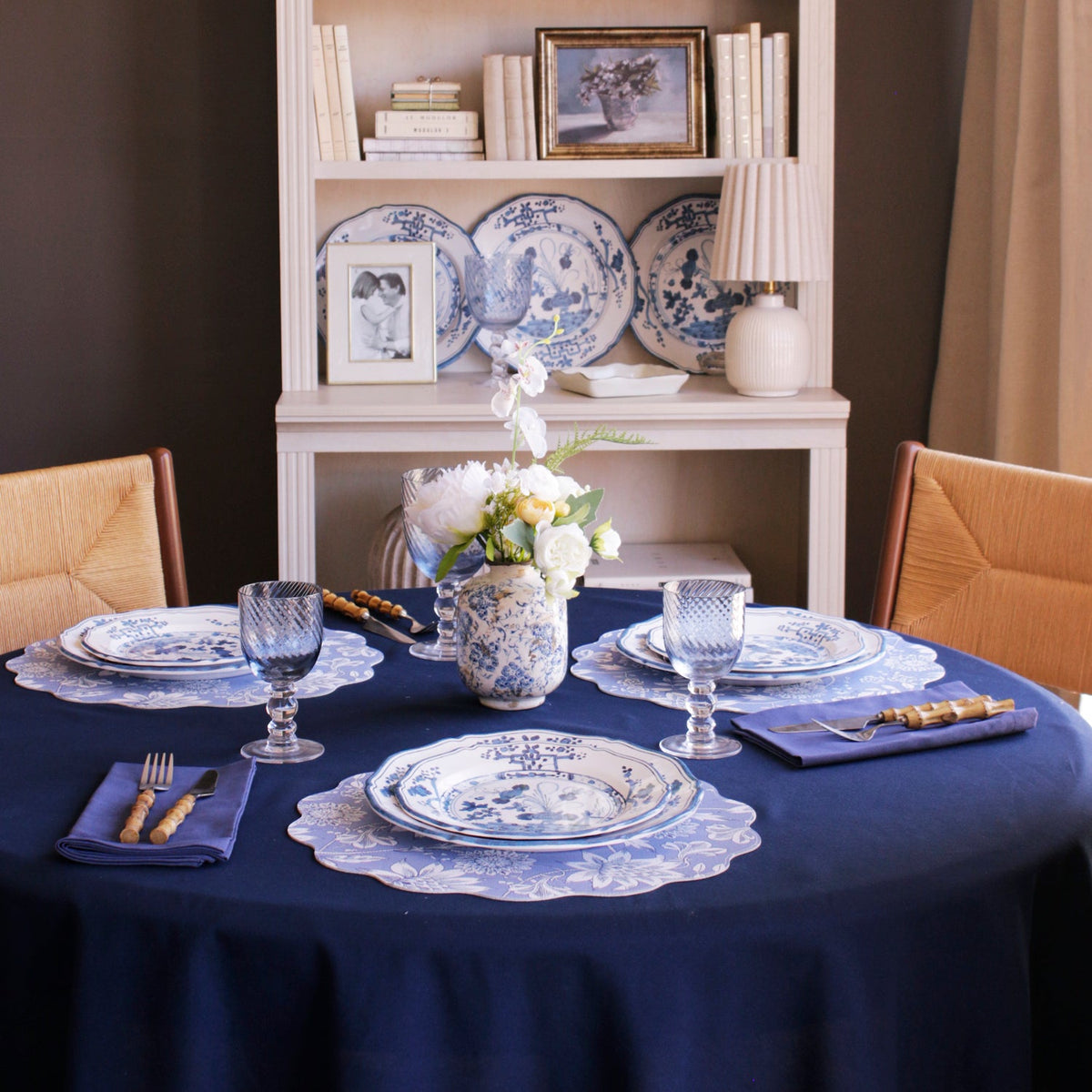 VIDA Faenza Dinner Plate Set of 4 (White and Blue)