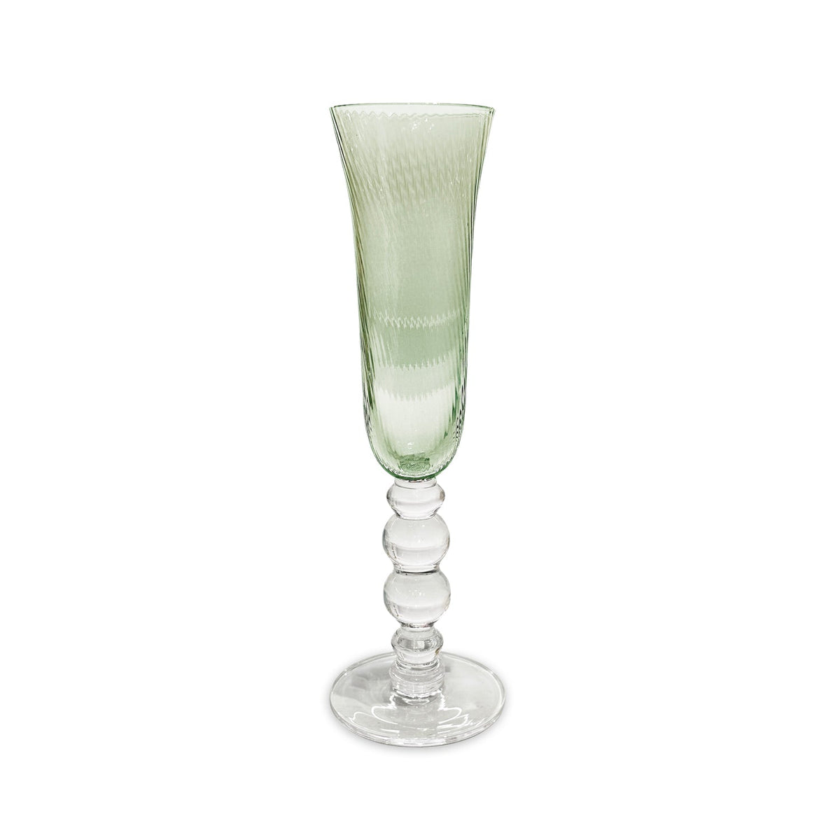 GLASS French Swirl Champagne Flute Set of 4 (Green) 6 fl oz