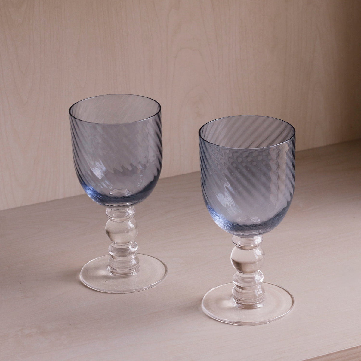 GLASS French Swirl Wine Set of 4 (Blue) 8 fl oz