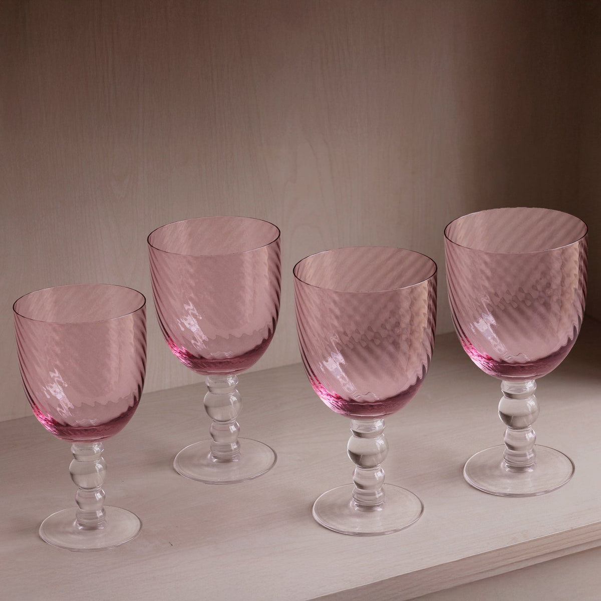 GLASS French Swirl All Purpose Set of 4 (Pink) 20 fl oz