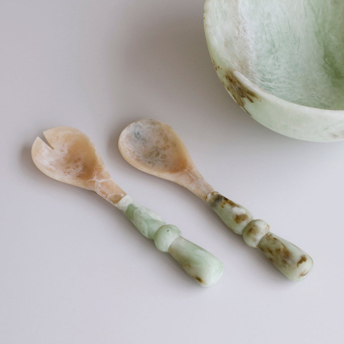 RESIN Giada Salad Servers Jade Swirl