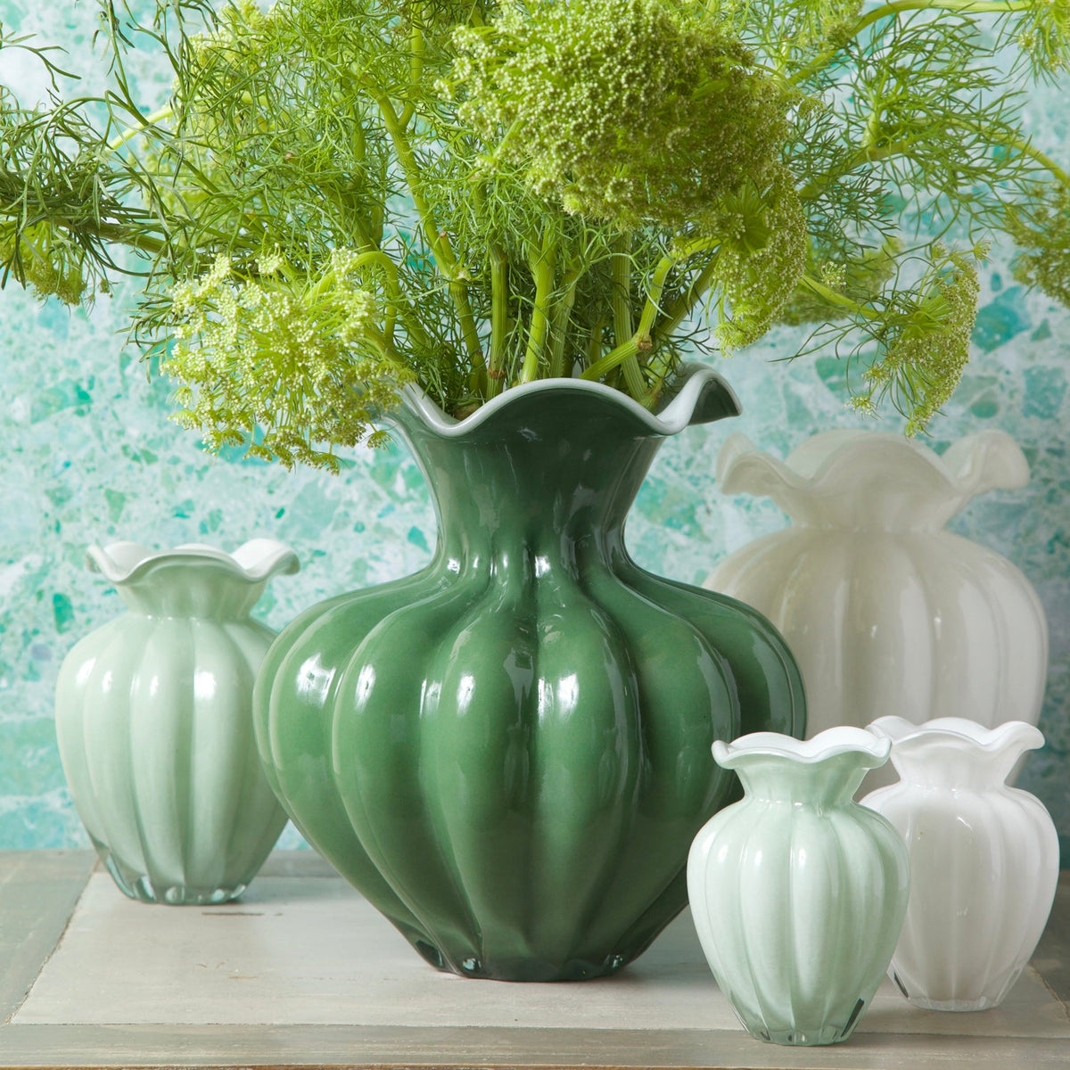 GLASS Petal Large Vase Cream