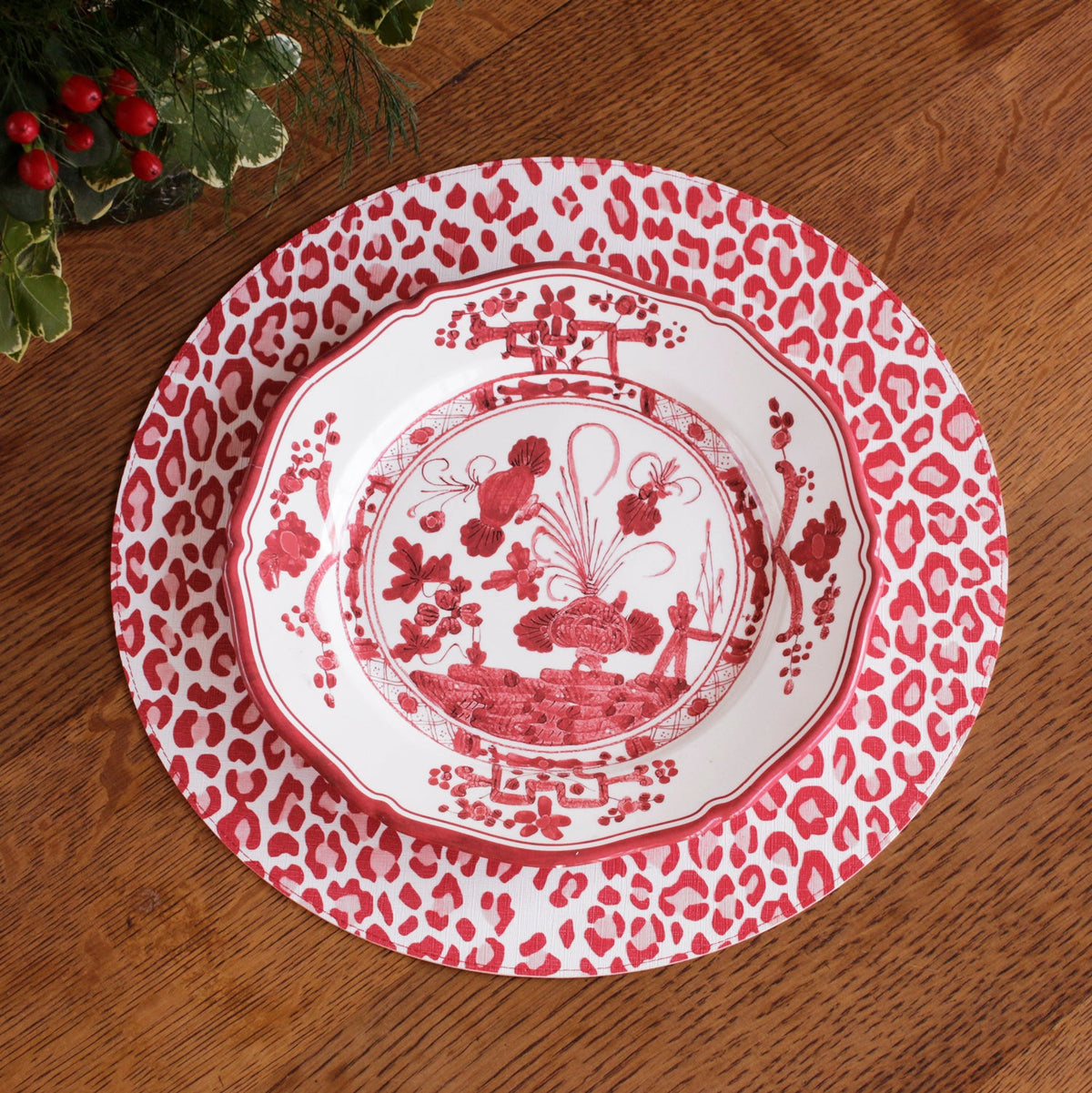 VIDA Faenza Dinner Plate Set of 4 (White and Red)