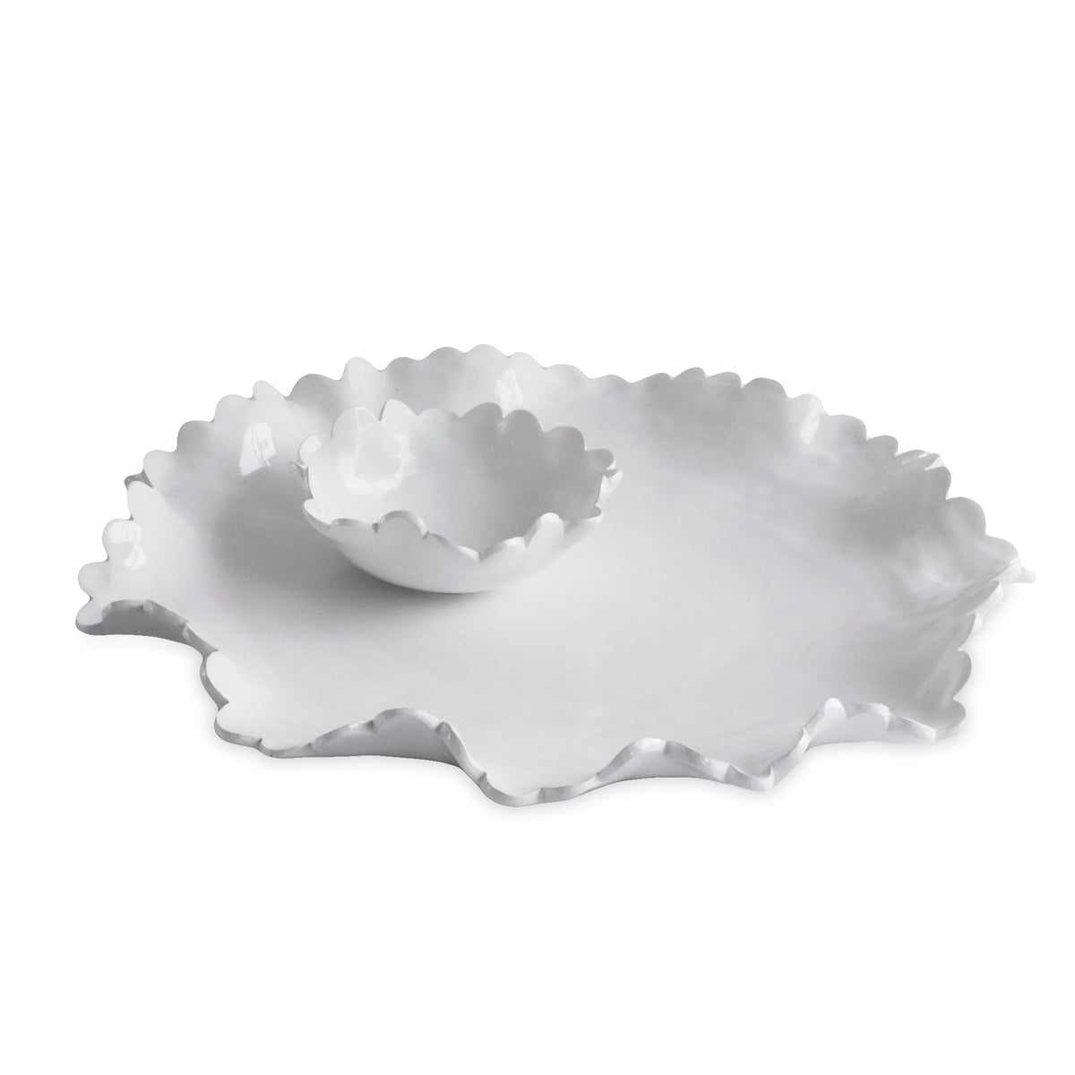 VIDA Colette Round Platter with Mini Dip Bowl (White)