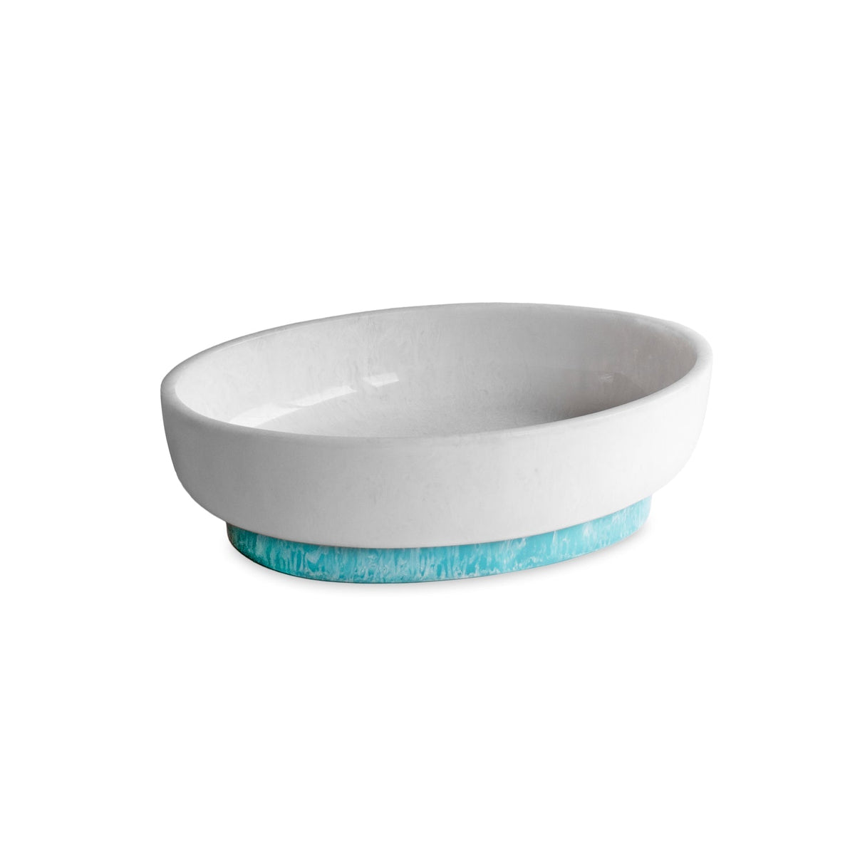 RESIN Rio Large Oval Bowl with Base (White and Turquoise)