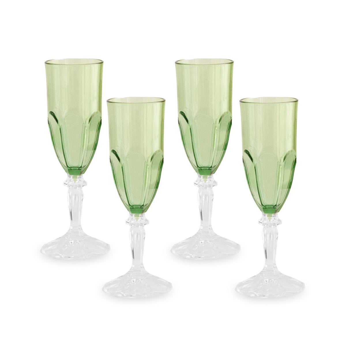 VIDA Octavia Acrylic Flute Set of 4 (Green) 8 fl oz